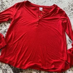 Red Flowy Long Sleeve Blouse